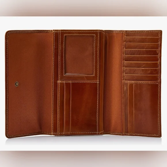 Timberland Women's RFID NWT Cognac/Brown Leather Flap Wallet Clutch Organizer - Picture 6 of 11